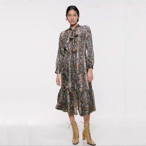 Zara snakeskin print dress with tie at neck. In very good condition.